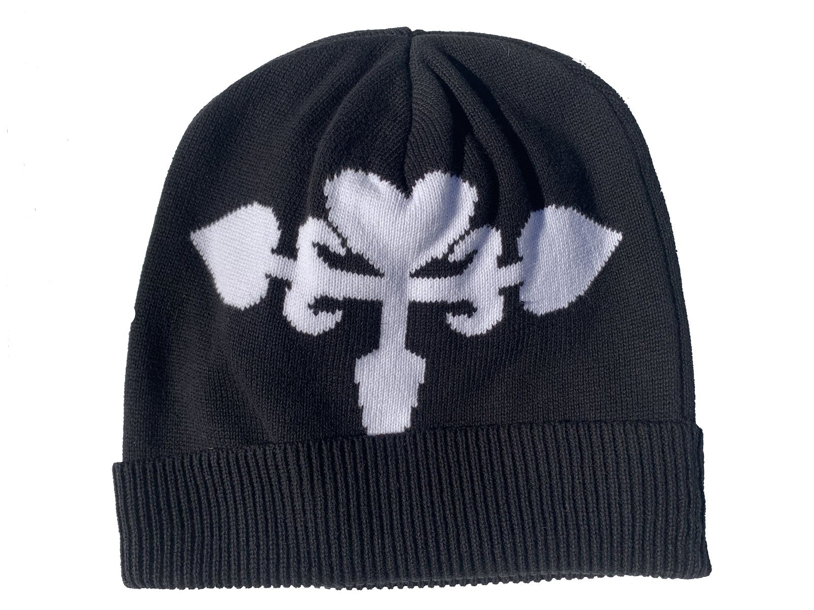 Cross beanie — the mark, knitted in